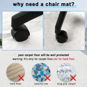 46"x 60" Chair Mat for Carpets Floor Computer Office Chair Mat Desk Clear Anti Skid Transparent Mats Protector for Low and No Pile Carpeted Thick Floors (Convex Style)