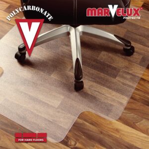 Marvelux Heavy Duty Polycarbonate Office Chair Mat for Hardwood Floors 47" x 53" | Transparent Hard Floor Protector with Lip | Multiple Sizes