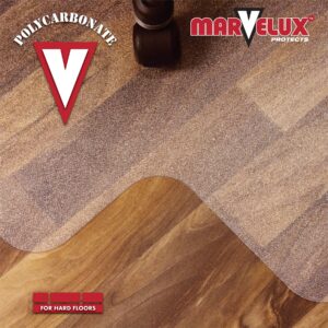 Marvelux Heavy Duty Polycarbonate Office Chair Mat for Hardwood Floors 47" x 53" | Transparent Hard Floor Protector with Lip | Multiple Sizes