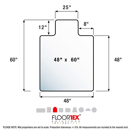 "Floortex Polycarbonate Anti-Slip Chair Mat with Lip 48"" x 60"" for Hard Floors and Low Pile Carpets", Clear (FR1215020LRA)