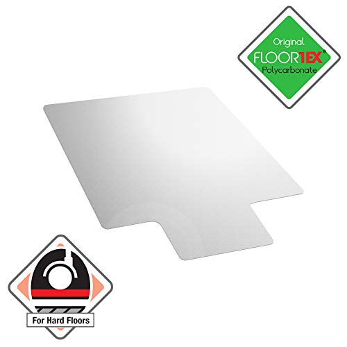 "Floortex Polycarbonate Anti-Slip Chair Mat with Lip 48"" x 60"" for Hard Floors and Low Pile Carpets", Clear (FR1215020LRA)