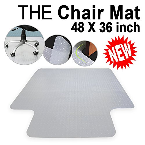 ZenStyle Lipped Carpet Chair Mat 36" X 48", Transparent Chair mat for Low and Medium Pile Carpets w/ 1/8" Thickness