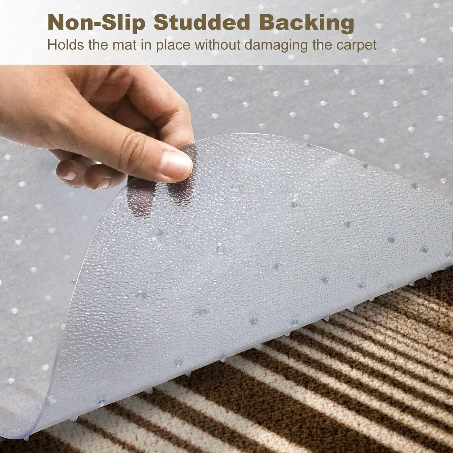 FZYUAN Office Chair Mat for Carpets, Transparent 2mm Thick and Sturdy Highly Premium Quality Floor Mats with Studs, Home Office Chair Mat for Low, Standard and Medium Pile Carpeted Floors,29.5"×47.2"