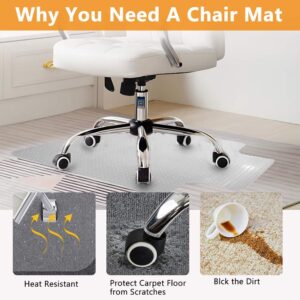 MTFY 36" X 48" Office Carpet Chair Mats, PVC Transparent Low/Medium Pile Chair Mat for Carpeted Floors with Lip & Grippers, Computer Chair Floor Protector for Office and Home