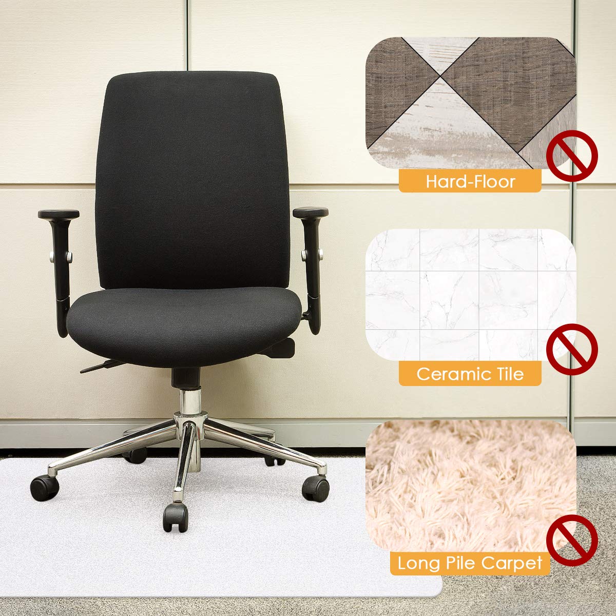 Chair Mat for Carpeted Floor, 36 x 48 inches, Premium Material Chair Mat with Lip, Easy Glide Transparent Mats for Chairs, Good for Desks, Floor Mats for Office