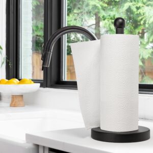 Modern Touch Accents Paper Towel Holder – Hand Towel Dispenser with Weighted Non-Slip Base for Kitchen, Countertop, Bathroom & Hotels - Easy One-Handed Tear Jumbo Paper Towel Roll Holder (Matte Black)