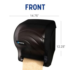 San Jamar Tear-N-Dry Essence Paper Towel Dispenser Automatic Dispenser, for 8 Inch Rolls, Dispense in 10 Inch Portions, Plastic, 10 x 14.75 x 12.25 Inches, Black