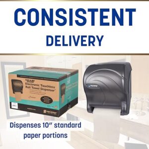 San Jamar Tear-N-Dry Essence Paper Towel Dispenser Automatic Dispenser, for 8 Inch Rolls, Dispense in 10 Inch Portions, Plastic, 10 x 14.75 x 12.25 Inches, Black