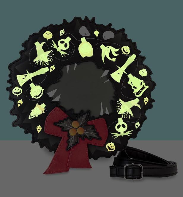 Loungefly Disney Nightmare Before Christmas Wreath String Lights Glow Crossbody Bag