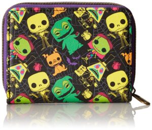 loungefly funko pop! disney: the nightmare before christmas neon all-over print wallet