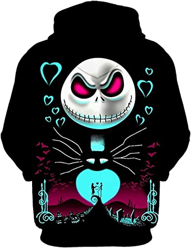 mlsjdger Unisex Nightmare Before Christmas Jack & Sally Novelty Hoodie 3D Print Sweatshirts Hoodie