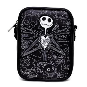 disney bag, cross body, the nightmare before christmas jack skellington pose, black, vegan leather