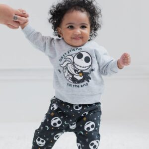 Disney Nightmare Before Christmas Newborn Baby Boy or Girl Fleece Hoodie Bodysuit and Pants 3 Piece Outfit Set 0-3 Months