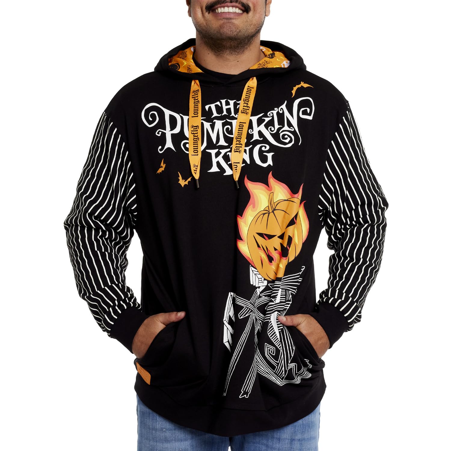 Loungefly Apparel Disney Nightmare Before Christmas Pumpkin King Hoodie, Small Black