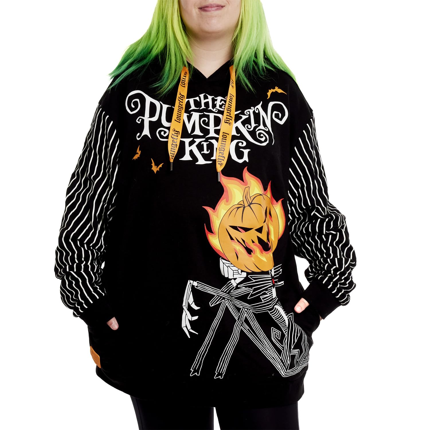 Loungefly Apparel Disney Nightmare Before Christmas Pumpkin King Hoodie, Small Black