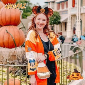 UNSPAZ Halloween Mouse Ears Headband, 2 PCS Halloween Ears Pumpkin and Jack Halloween Headband for Adults Women Kids, Halloween Accessories