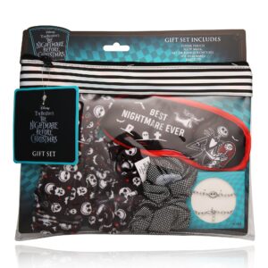 Disney Girls Tim Burton's The Nightmare Before Christmas Gift Set with Zipper Pouch, Sleep Mask, Hair Scrunchies, and Spa Headband - Officially Licensed