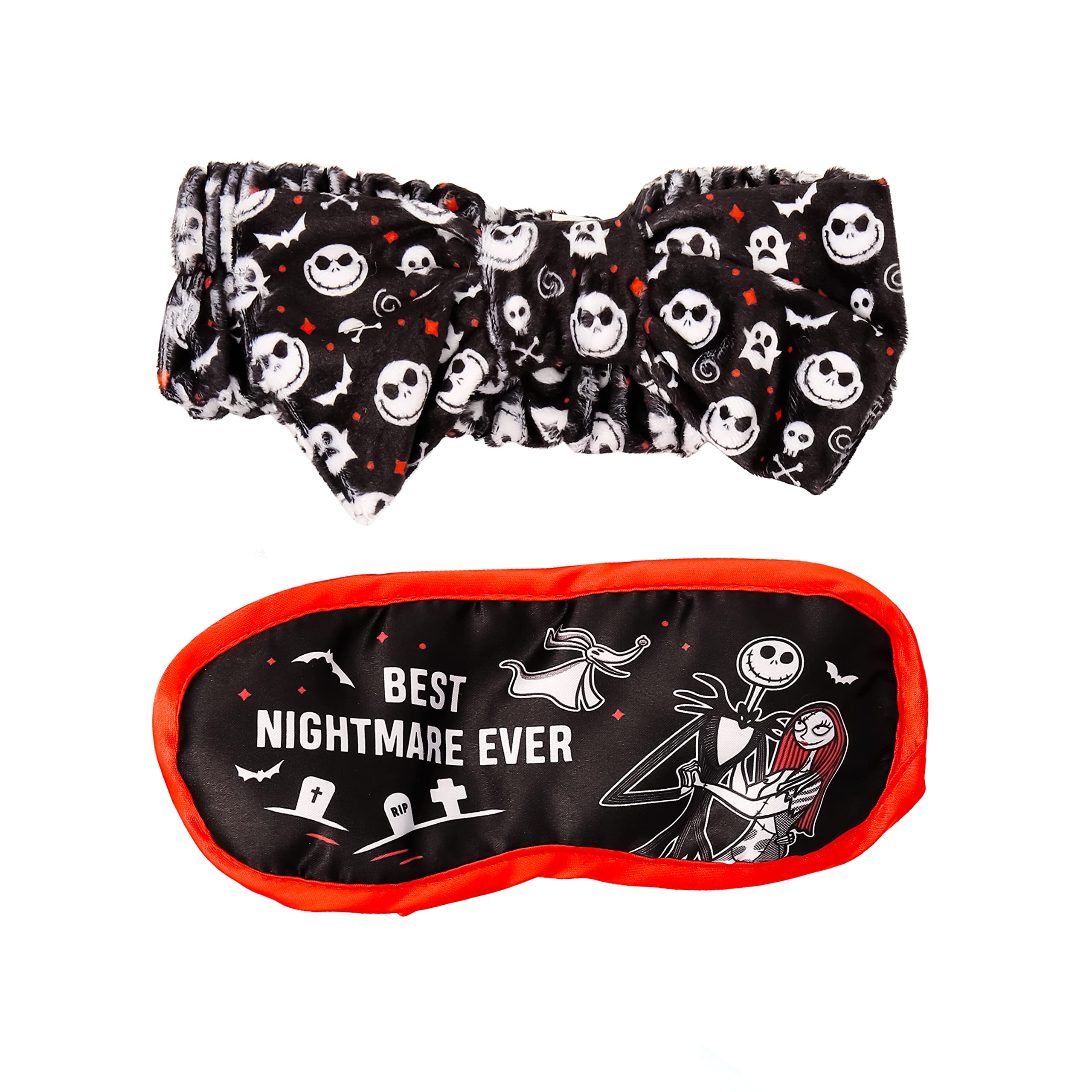 Disney Girls Tim Burton's The Nightmare Before Christmas Gift Set with Zipper Pouch, Sleep Mask, Hair Scrunchies, and Spa Headband - Officially Licensed