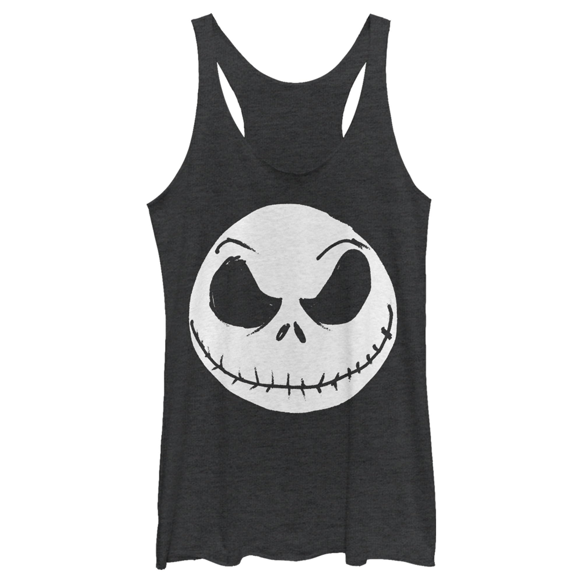 Disney-Junior's Nightmare Before Christmas Big Face Jack Tri-Blend Racerback Layering Tank, Black Heather, Small