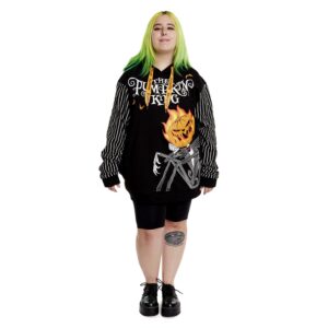 Loungefly Apparel Disney Nightmare Before Christmas Pumpkin King Hoodie, Medium Black