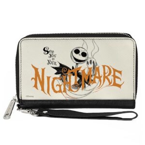 buckle-down women's pu zip around wallet rectangle-nightmare before christmas, 7.5"x4.5"