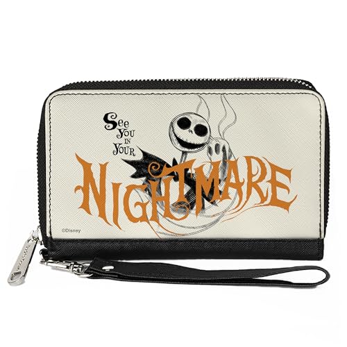 Buckle-Down Women's PU Zip Around Wallet Rectangle-Nightmare Before Christmas, 7.5"x4.5"