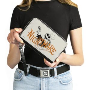 Buckle-Down Women's PU Zip Around Wallet Rectangle-Nightmare Before Christmas, 7.5"x4.5"