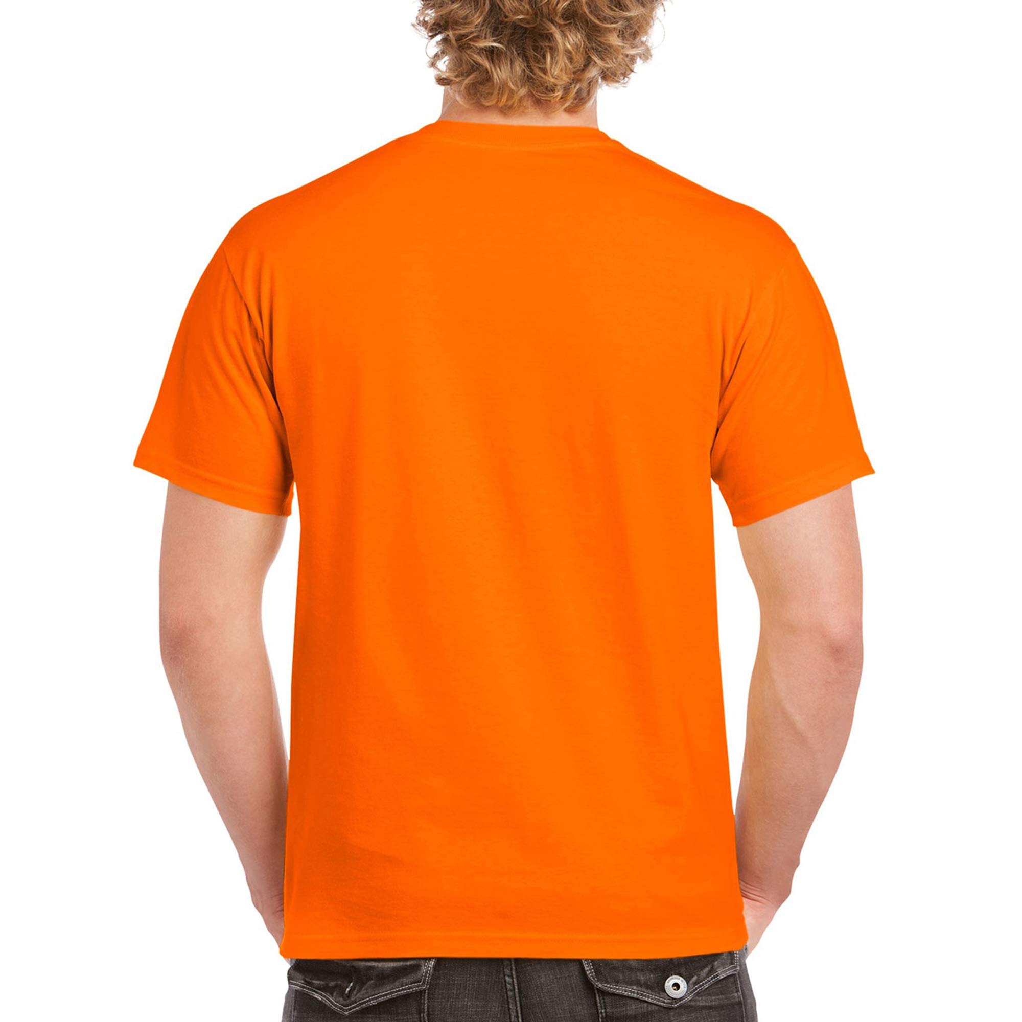 Gildan mens Heavy Cotton T-shirt, Style G5000, Multipack Shirt, Safety Orange (2-pack), Large US