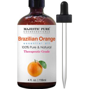 majestic pure brazilian orange essential oil, premium grade, pure and natural premium quality oil, 4 fl oz