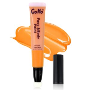 Go Ho Orange Face Paint Stick(0.85oz),Water Based Cream Orange Body Paint Washable,Liquid Concealer,Covers Oil-Free,Halloween Cosplay SFX Foundation Tiger Pumpkin Makeup