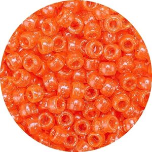 eppingwin 1000 pony beads, beads, 6x9 mm large beads, hair beads, beads for hair braids, glitter beads, (orange, medium pack)