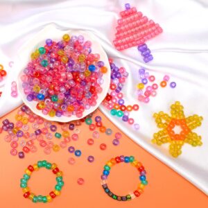 Eppingwin 1000 Pony Beads, Beads, 6x9 mm Large Beads, Hair Beads, Beads for Hair Braids, Glitter Beads, (Orange, Medium Pack)