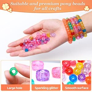 Eppingwin 1000 Pony Beads, Beads, 6x9 mm Large Beads, Hair Beads, Beads for Hair Braids, Glitter Beads, (Orange, Medium Pack)