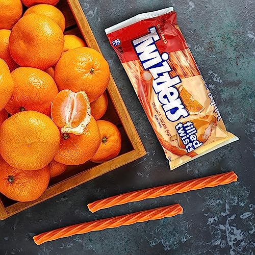 Twizzlers Cream Filled Licorice Candy Twists Full Size 2 Pack - Orange Pop Creamsicle Flavored Sticks Soft and Chewy Sweet Candy for Kids and Adults