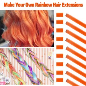 MEckily 22 inch Colored Hair Extensions Party Highlights, Straight Hairpiece Clip in Synthetic Hair Extensions for Kids Girls (10PCS-Orange)