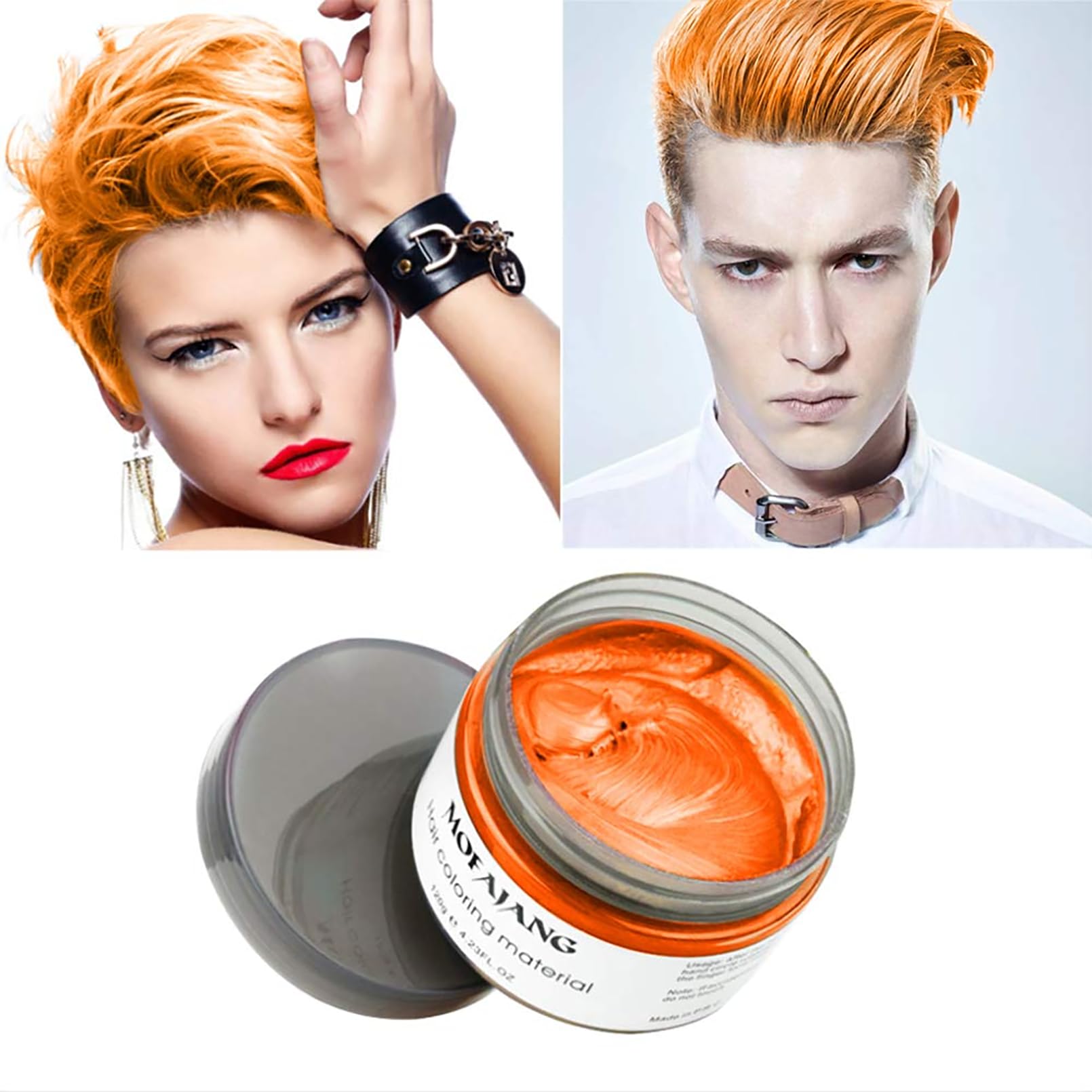 Orange Hair Color Wax, SOVONCARE Temporary Natural Hairstyle Cream for Women & Men Kids Halloween Cosplay and Date 4.23 oz (Orange)