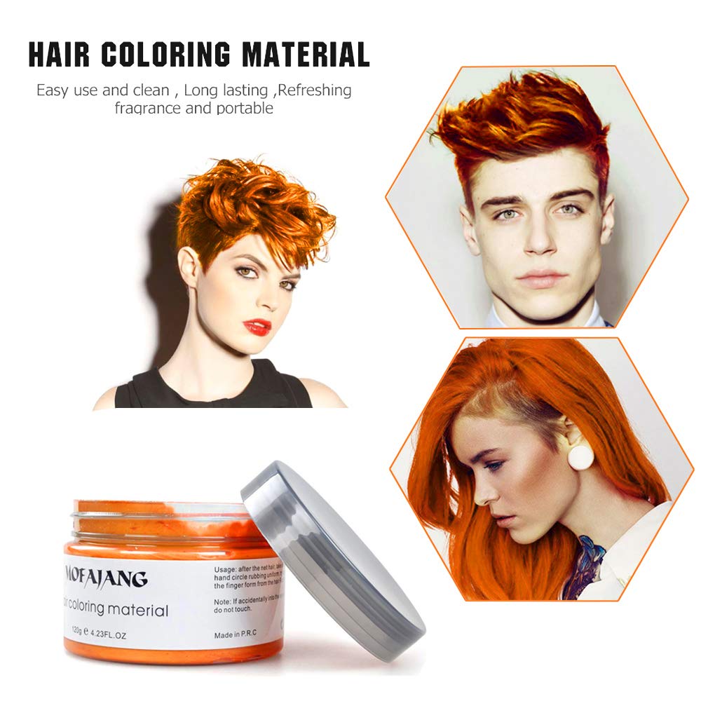 Orange Hair Color Wax, SOVONCARE Temporary Natural Hairstyle Cream for Women & Men Kids Halloween Cosplay and Date 4.23 oz (Orange)