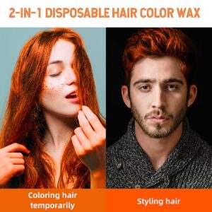 Orange Hair Color Wax, SOVONCARE Temporary Natural Hairstyle Cream for Women & Men Kids Halloween Cosplay and Date 4.23 oz (Orange)