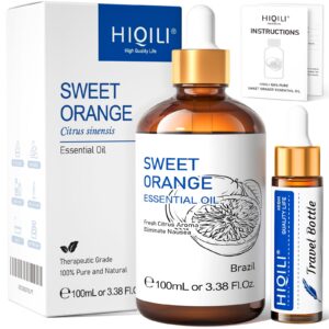 hiqili orange essential oil, 100% pure, no phototoxicity - 3.38 fl oz