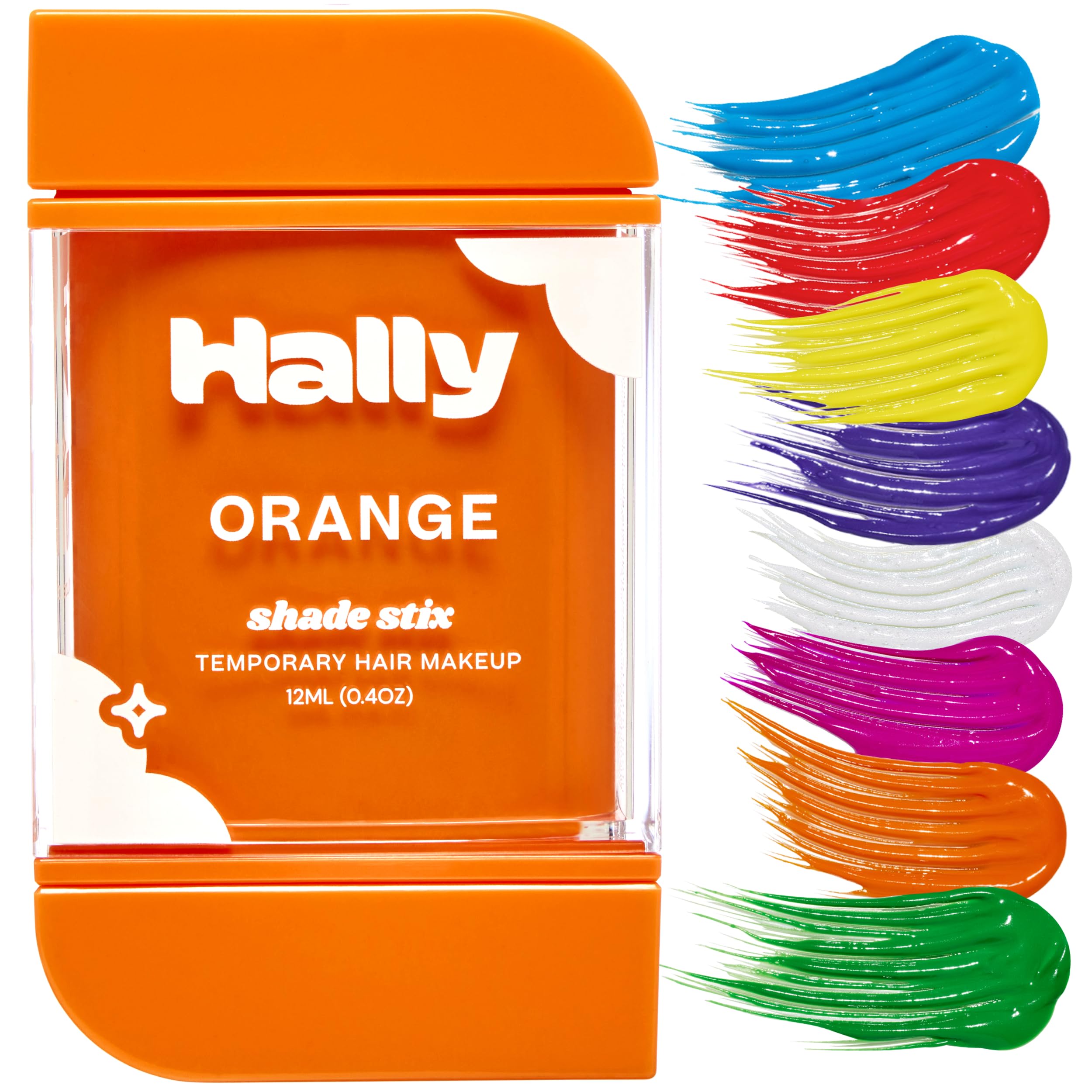 HALLY Shade Stix | Orange | Temporary Hair Color for Kids & Adults | Ditch Messy Hair Spray Paint Chalk Wax & Gel | One-Day Wash-Out Hair Dye | Washable Safe | Orange Hair Makeup for Boys Girls