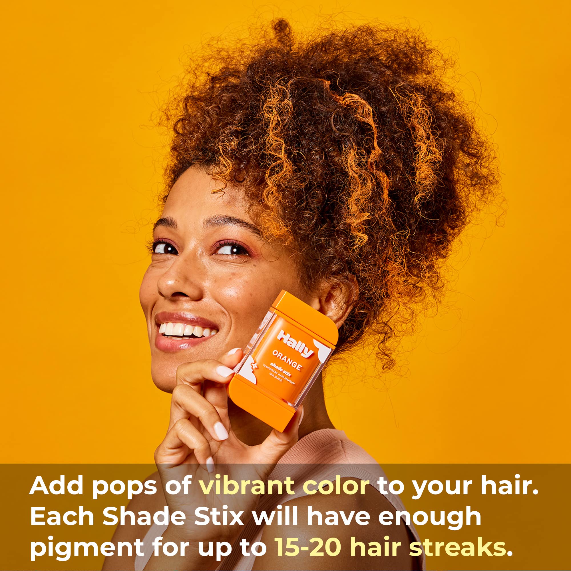 HALLY Shade Stix | Orange | Temporary Hair Color for Kids & Adults | Ditch Messy Hair Spray Paint Chalk Wax & Gel | One-Day Wash-Out Hair Dye | Washable Safe | Orange Hair Makeup for Boys Girls