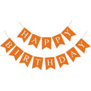 Waenerec Orange Birthday Banner Sign Happy Birthday Bunting Banner Garland for Kids Girl Woman Birthday Tea Party Decorations Bunting Flag Birthday Party Supplies