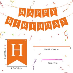 Waenerec Orange Birthday Banner Sign Happy Birthday Bunting Banner Garland for Kids Girl Woman Birthday Tea Party Decorations Bunting Flag Birthday Party Supplies