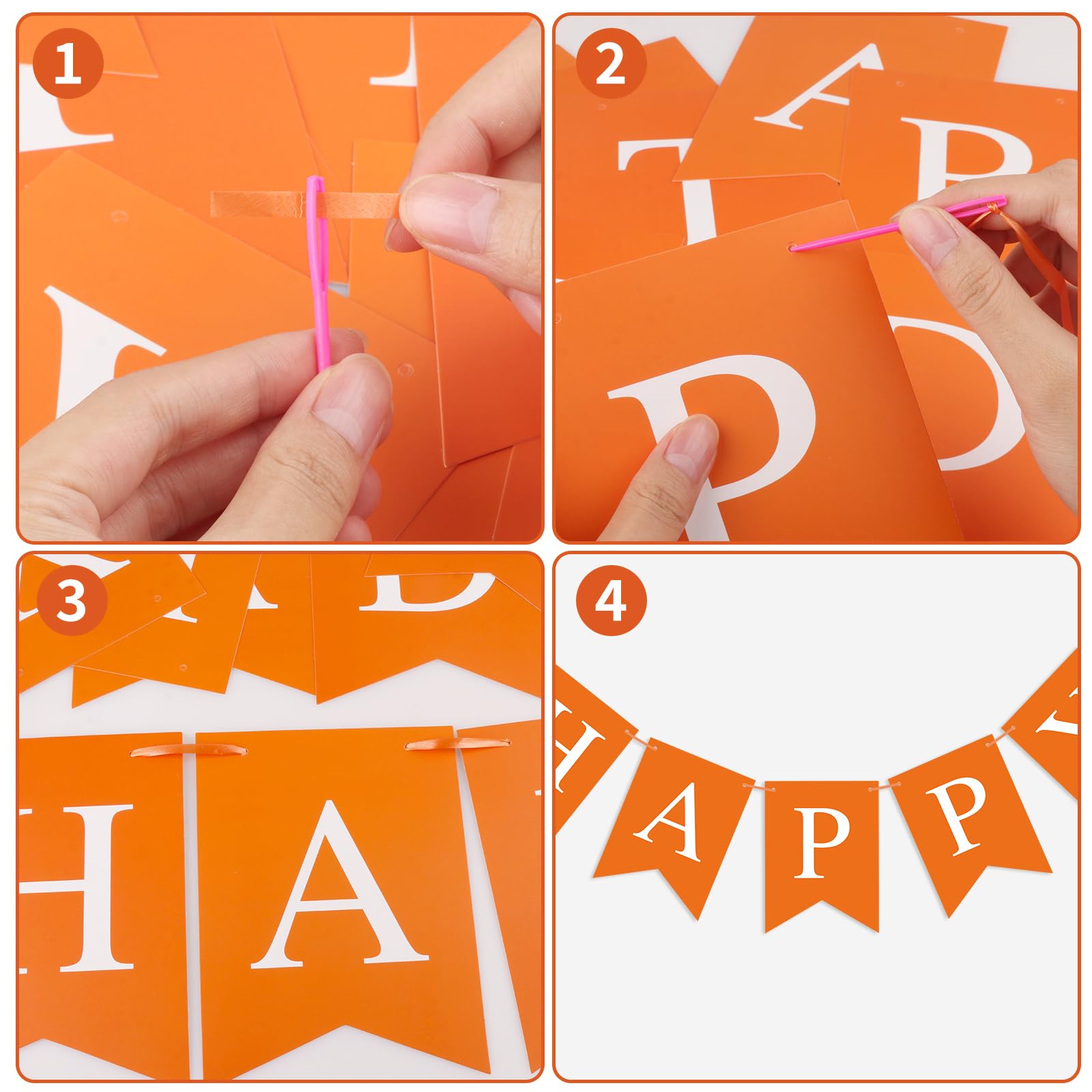 Waenerec Orange Birthday Banner Sign Happy Birthday Bunting Banner Garland for Kids Girl Woman Birthday Tea Party Decorations Bunting Flag Birthday Party Supplies