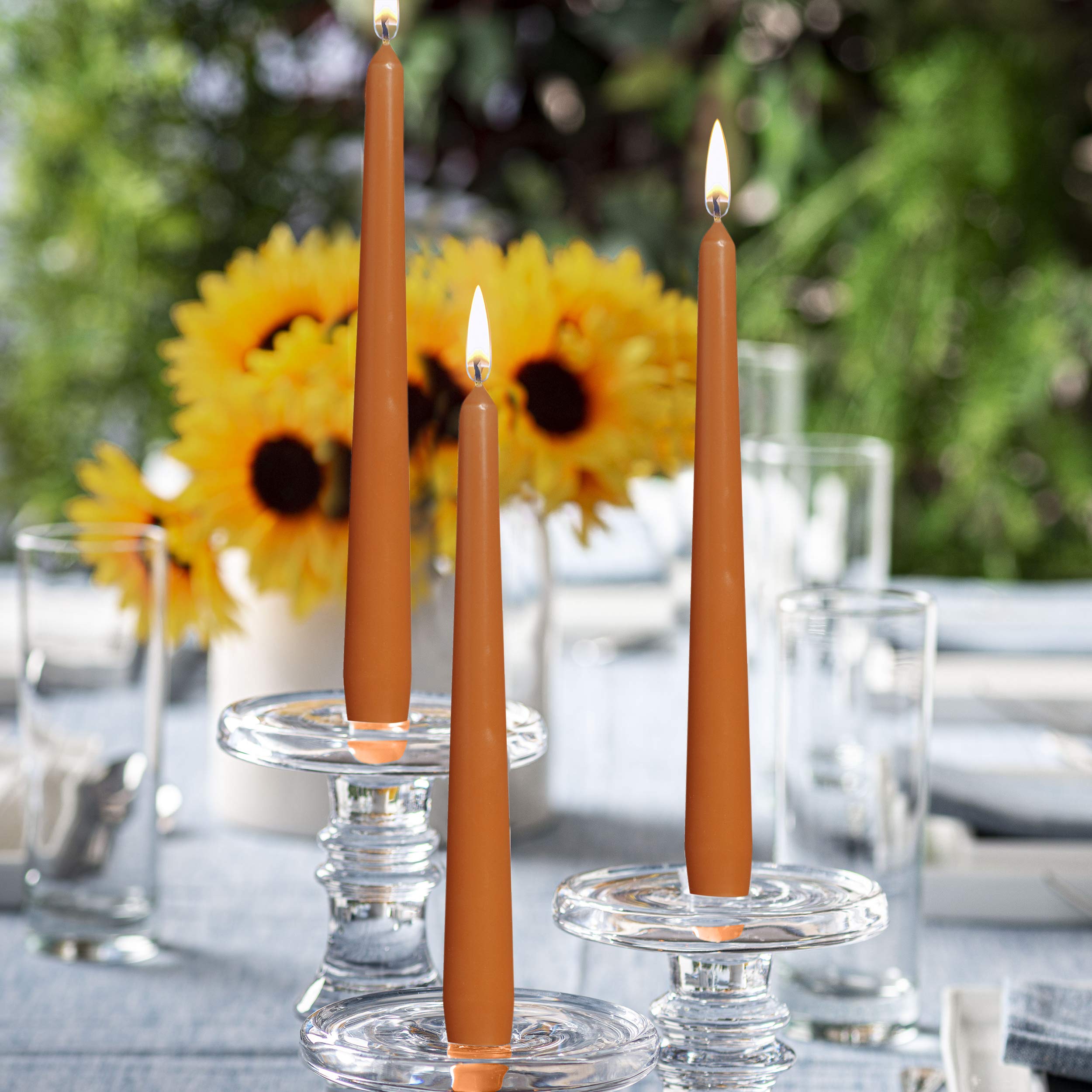 BOLSIUS Orange Taper Candles - 4 Pack Unscented 10 Inch Dinner Candle Set - 8 Hours Burn Time - Premium European Quality - Smokeless and Dripless Household Wedding, Party, and Home Decor Candlesticks