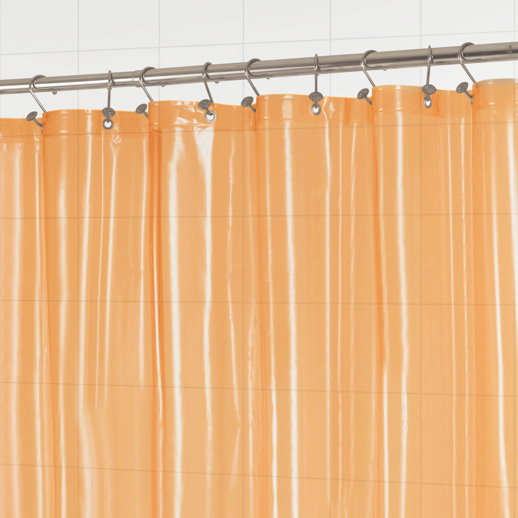 Barossa Design Clear Orange Shower Curtain Liner - Premium PEVA Shower Liner with 3 Magnets & Metal Grommets, Waterproof Lightweight Standard Size Liners for Bathroom - Translucent Orange