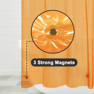 Barossa Design Clear Orange Shower Curtain Liner - Premium PEVA Shower Liner with 3 Magnets & Metal Grommets, Waterproof Lightweight Standard Size Liners for Bathroom - Translucent Orange