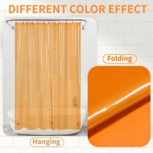 Barossa Design Clear Orange Shower Curtain Liner - Premium PEVA Shower Liner with 3 Magnets & Metal Grommets, Waterproof Lightweight Standard Size Liners for Bathroom - Translucent Orange