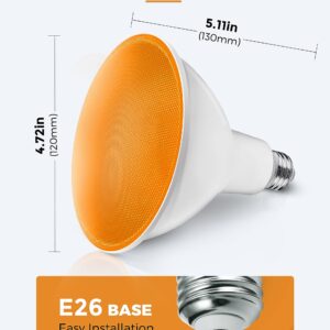 LOHAS Orange Flood Light Bulbs, PAR38 LED Flood Light Outdoor 100W Equivalent, 15 Watt Colored Porch Light Bulb, E26 Base Ideal for Home Lighting, Holiday, Party Decoration, 2 Pack