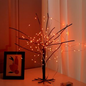 Ariceleo Mini Halloween Fairy Lights Battery Operate, 1 Pack Copper Wire Night Lights 3*AAA Battery Powered Led Starry Fairy String Lights for Bedroom, Christmas, Party, Decoration(5m/16ft Orange)